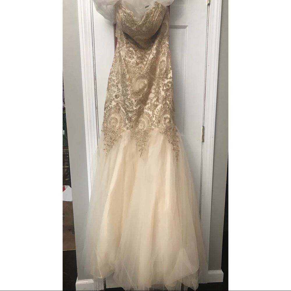 Champagne/Gold Mermaid Prom Dress - Picture 2 of 4